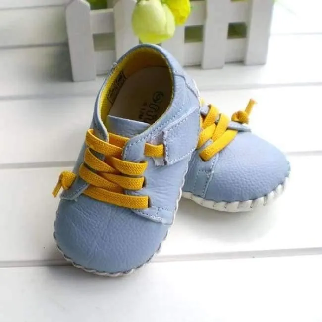 Echtes Leder Schuhe Indoor Baby Schuhe Jungen Mädchen Weiche Anti-skid Kleinkind Schuhe Mode Hellblau Lauflernschuhe