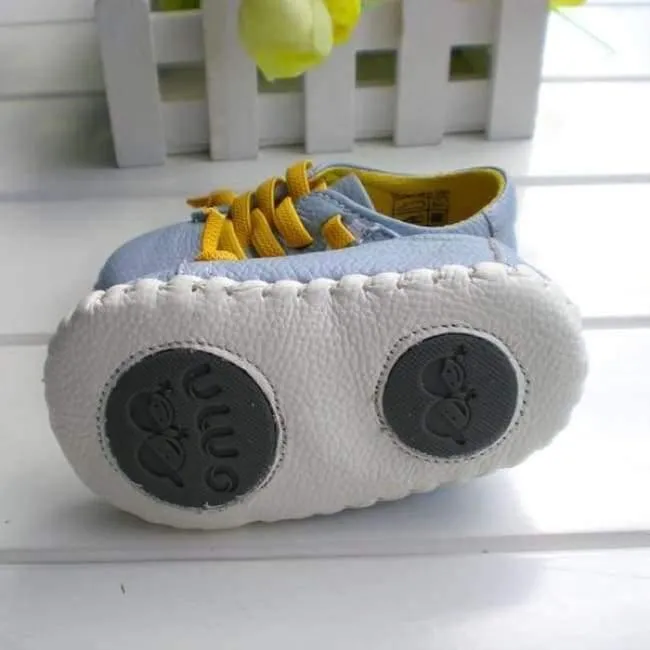 Echtes Leder Schuhe Indoor Baby Schuhe Jungen Mädchen Weiche Anti-skid Kleinkind Schuhe Mode Hellblau Lauflernschuhe