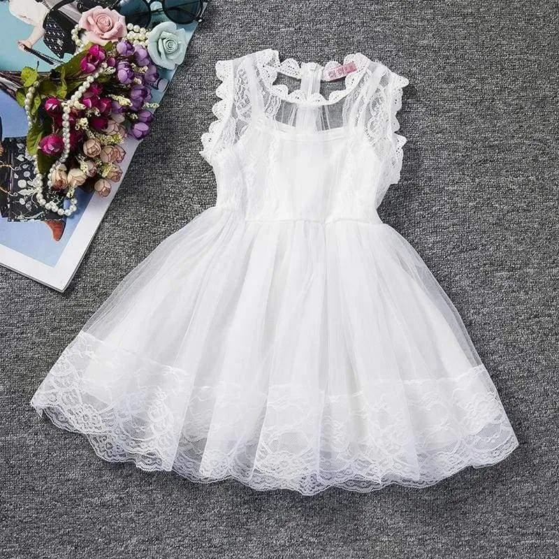 Baby Mädchen Blumenspitze Prinzessin Tutu Kleid Hochzeit Taufkleid Kleid Mädchen Kleidung Für Kinder Party Wear Meninas Vestidos