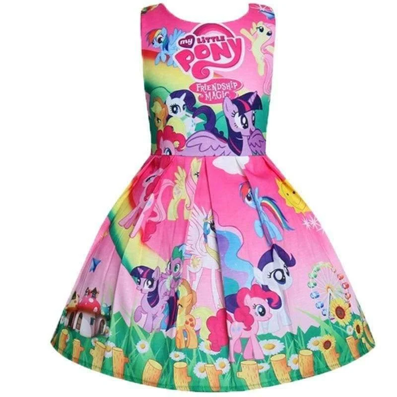 Baby Sommer Prinzessin Little Pony Regenbogen Kleider Für Mädchen Halloween Birthday Party Vestidos Kleid Kinder Kleidung