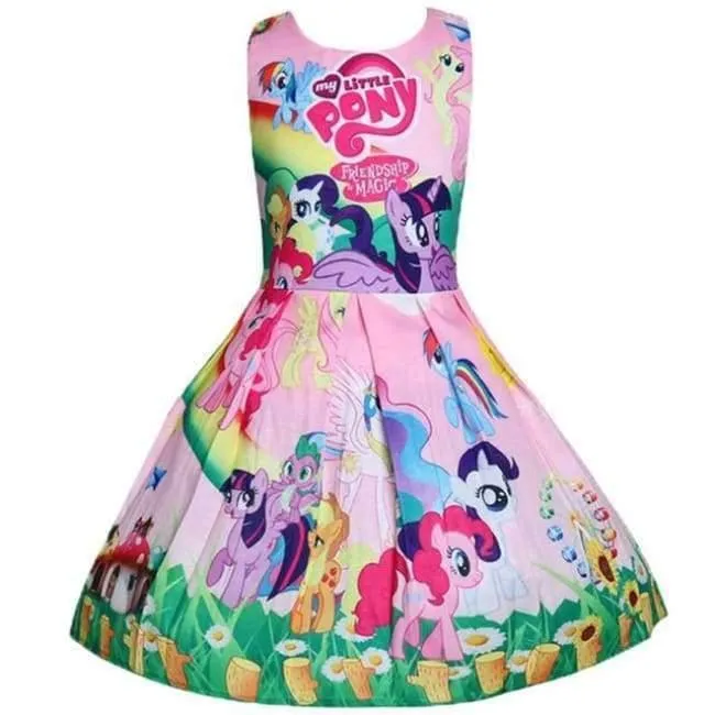 Baby Sommer Prinzessin Little Pony Regenbogen Kleider Für Mädchen Halloween Birthday Party Vestidos Kleid Kinder Kleidung