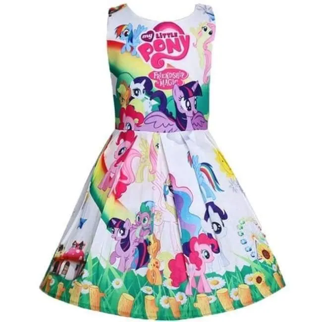 Baby Sommer Prinzessin Little Pony Regenbogen Kleider Für Mädchen Halloween Birthday Party Vestidos Kleid Kinder Kleidung