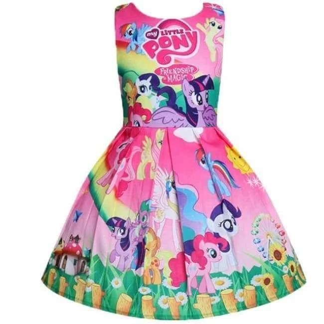 Baby Sommer Prinzessin Little Pony Regenbogen Kleider Für Mädchen Halloween Birthday Party Vestidos Kleid Kinder Kleidung