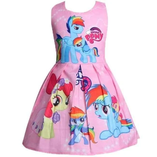 Baby Sommer Prinzessin Little Pony Regenbogen Kleider Für Mädchen Halloween Birthday Party Vestidos Kleid Kinder Kleidung