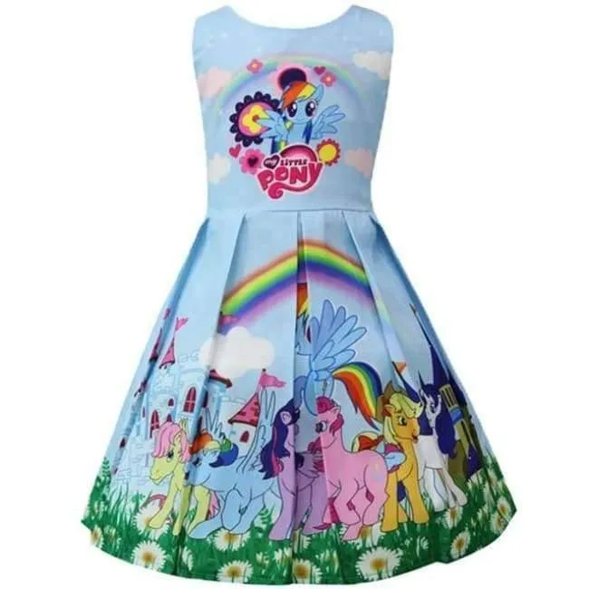 Baby Sommer Prinzessin Little Pony Regenbogen Kleider Für Mädchen Halloween Birthday Party Vestidos Kleid Kinder Kleidung