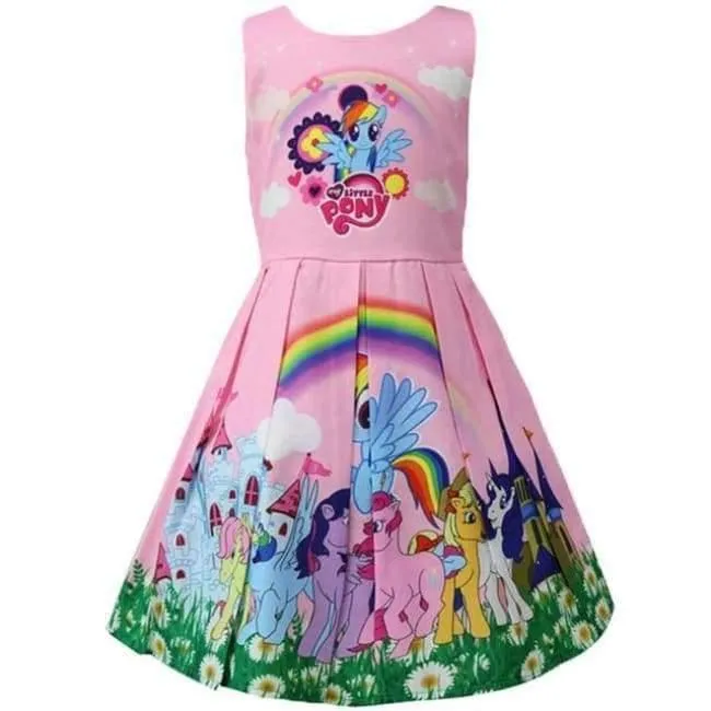Baby Sommer Prinzessin Little Pony Regenbogen Kleider Für Mädchen Halloween Birthday Party Vestidos Kleid Kinder Kleidung
