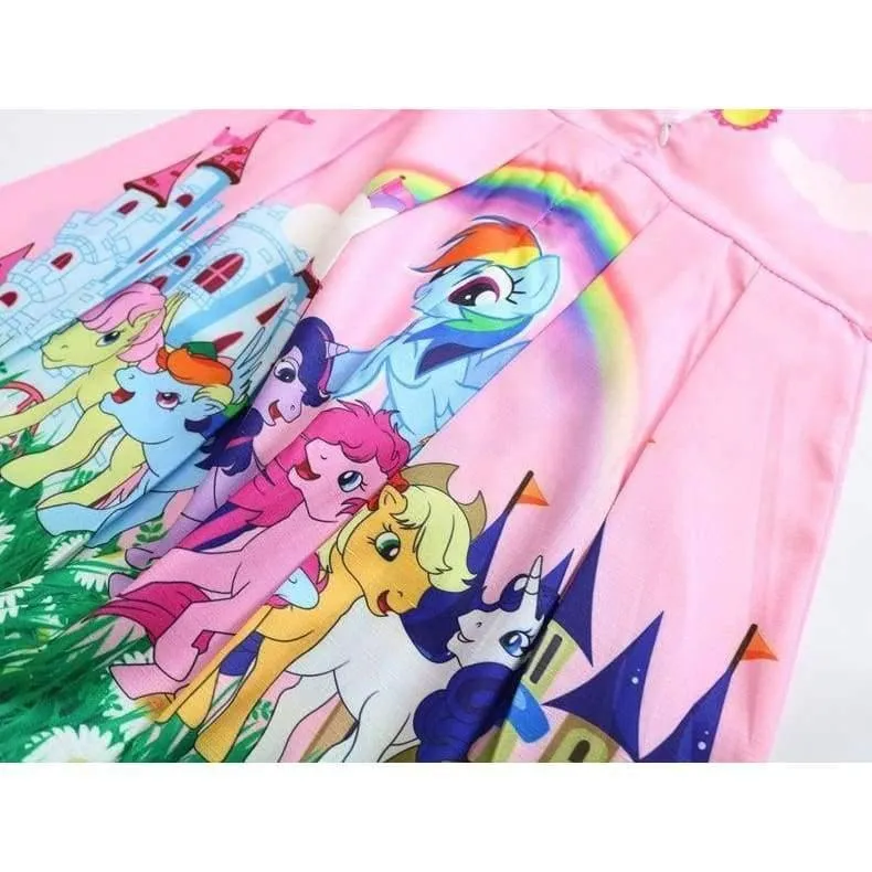 Baby Sommer Prinzessin Little Pony Regenbogen Kleider Für Mädchen Halloween Birthday Party Vestidos Kleid Kinder Kleidung