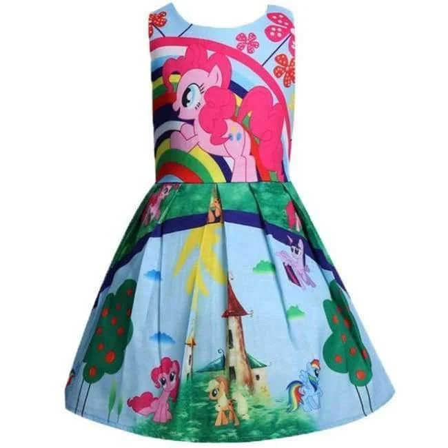 Baby Sommer Prinzessin Little Pony Regenbogen Kleider Für Mädchen Halloween Birthday Party Vestidos Kleid Kinder Kleidung