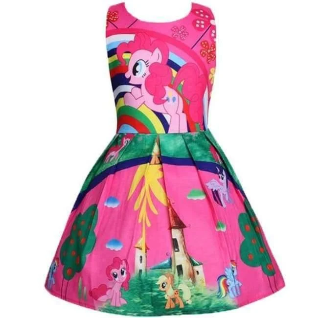 Baby Sommer Prinzessin Little Pony Regenbogen Kleider Für Mädchen Halloween Birthday Party Vestidos Kleid Kinder Kleidung