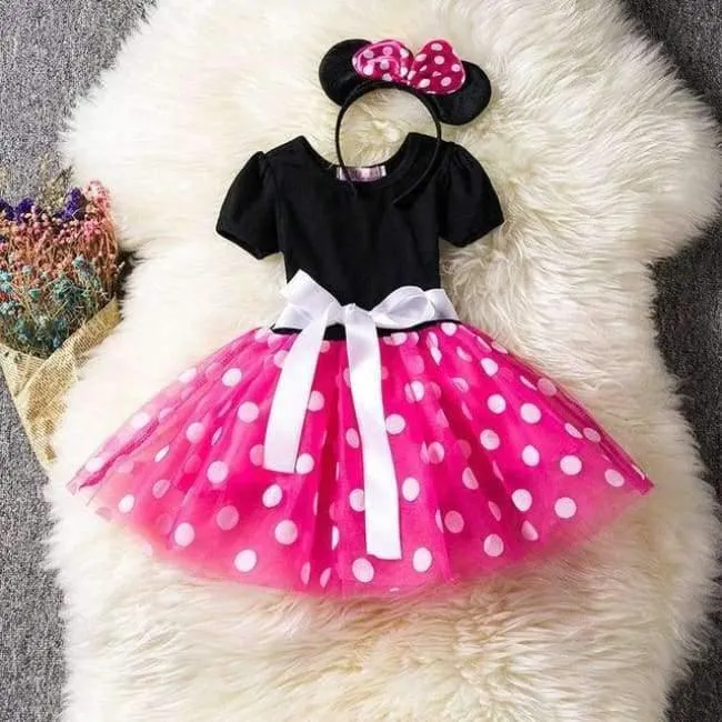 Kids Ballet Show Dress Princess Party Costume Infant Clothing Polka Dot Baby Clothes Birthday Girls tutu Dress with Headband