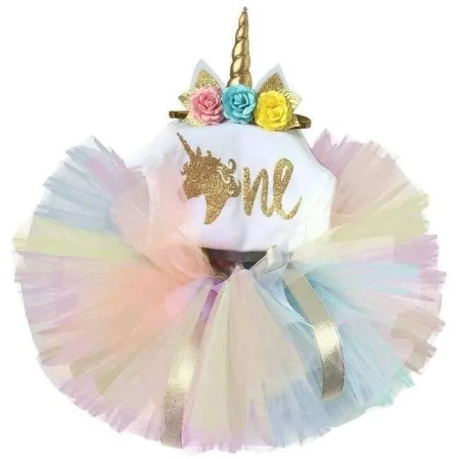 Newborn Flower Party Clothes Set Baby Girl One Years First Birthday Tutu Outfits for Girls Tulle Toddler Baby Clothing Suit