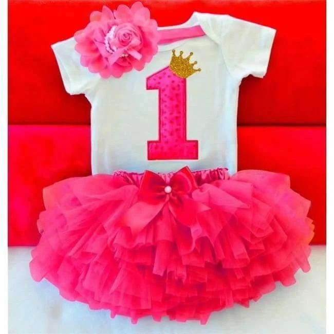 Newborn Flower Party Clothes Set Baby Girl One Years First Birthday Tutu Outfits for Girls Tulle Toddler Baby Clothing Suit