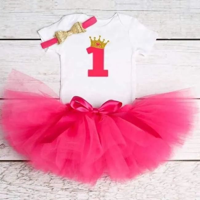 Newborn Flower Party Clothes Set Baby Girl One Years First Birthday Tutu Outfits for Girls Tulle Toddler Baby Clothing Suit