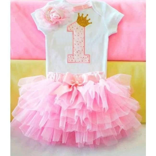 Newborn Flower Party Clothes Set Baby Girl One Years First Birthday Tutu Outfits for Girls Tulle Toddler Baby Clothing Suit