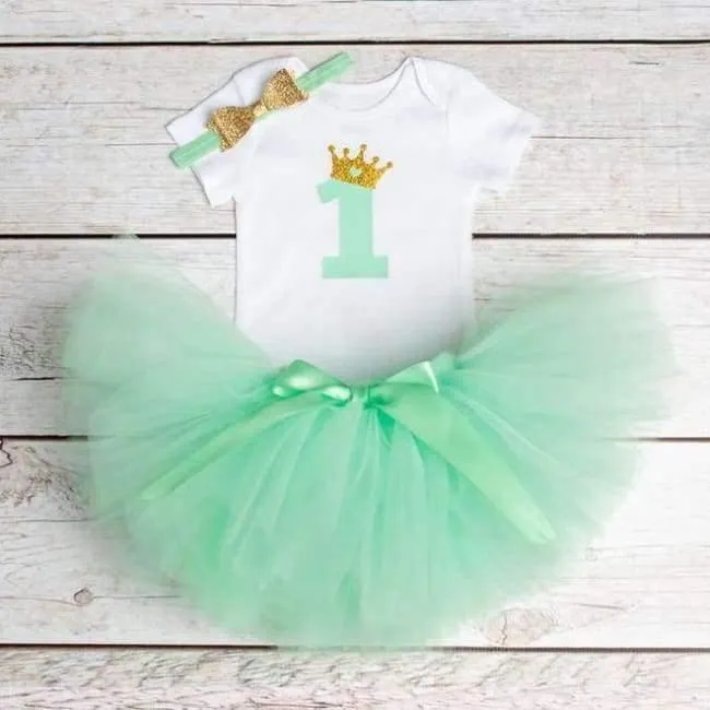 Newborn Flower Party Clothes Set Baby Girl One Years First Birthday Tutu Outfits for Girls Tulle Toddler Baby Clothing Suit