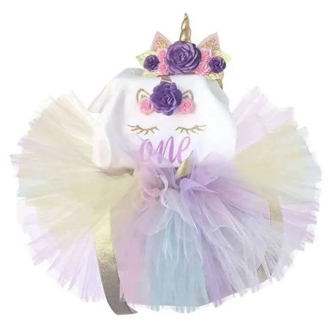 Newborn Flower Party Clothes Set Baby Girl One Years First Birthday Tutu Outfits for Girls Tulle Toddler Baby Clothing Suit