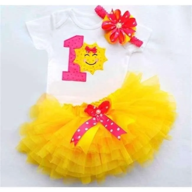 Newborn Flower Party Clothes Set Baby Girl One Years First Birthday Tutu Outfits for Girls Tulle Toddler Baby Clothing Suit