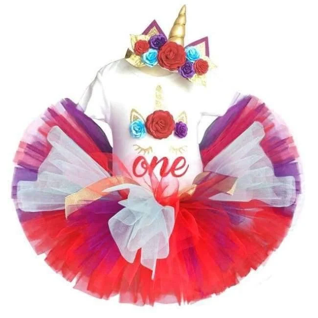 Newborn Flower Party Clothes Set Baby Girl One Years First Birthday Tutu Outfits for Girls Tulle Toddler Baby Clothing Suit