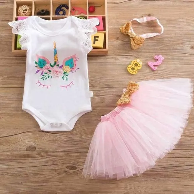 Newborn Flower Party Clothes Set Baby Girl One Years First Birthday Tutu Outfits for Girls Tulle Toddler Baby Clothing Suit