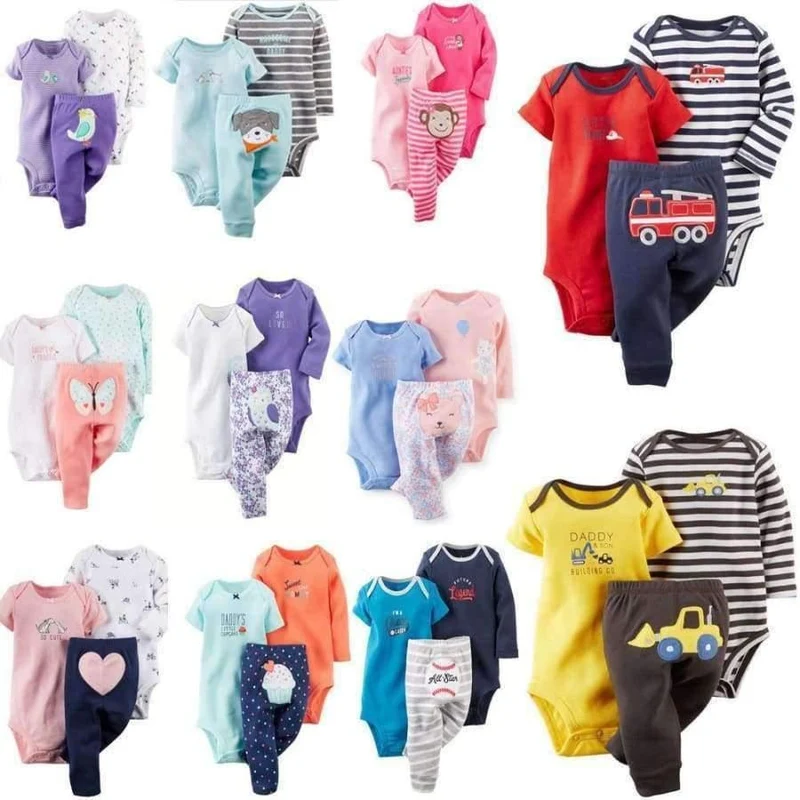 100% Cotton 2018 bebes 6-24M set ,baby boy clothes ,baby girl clothes,newborn 3 piece ropa boy
