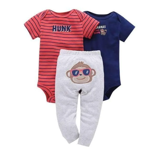 100% Cotton 2018 bebes 6-24M set ,baby boy clothes ,baby girl clothes,newborn 3 piece ropa boy
