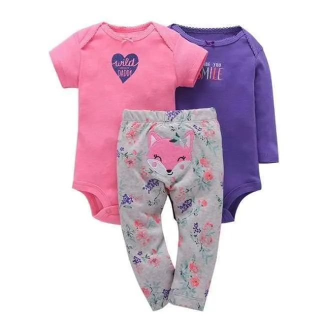 100% Cotton 2018 bebes 6-24M set ,baby boy clothes ,baby girl clothes,newborn 3 piece ropa boy