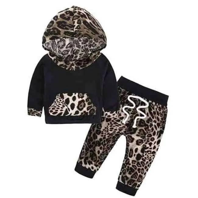 Baby Autumn new baby boy clothes Children Baby Girls Long Sleeve Hooded Tops Floral pants 2 pcs. clothing set SY188