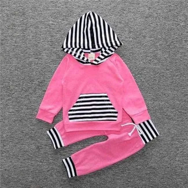 Baby Autumn new baby boy clothes Children Baby Girls Long Sleeve Hooded Tops Floral pants 2 pcs. clothing set SY188