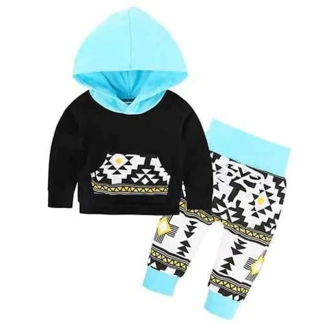 Baby Autumn new baby boy clothes Children Baby Girls Long Sleeve Hooded Tops Floral pants 2 pcs. clothing set SY188