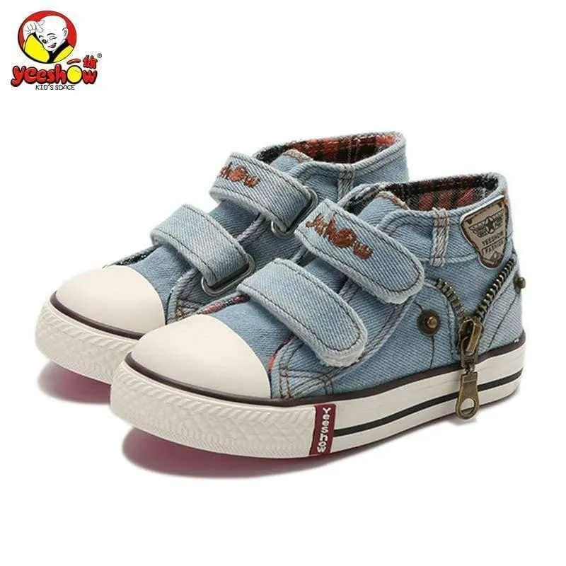 Frühling Leinwand Kinder Schuhe Jungen Turnschuhe Marke Kinder Schuhe für Mädchen Jeans Denim Flache Stiefel Baby Kleinkind Schuhe