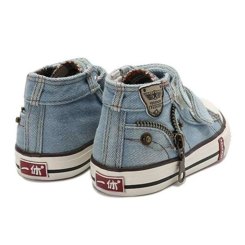 Frühling Leinwand Kinder Schuhe Jungen Turnschuhe Marke Kinder Schuhe für Mädchen Jeans Denim Flache Stiefel Baby Kleinkind Schuhe