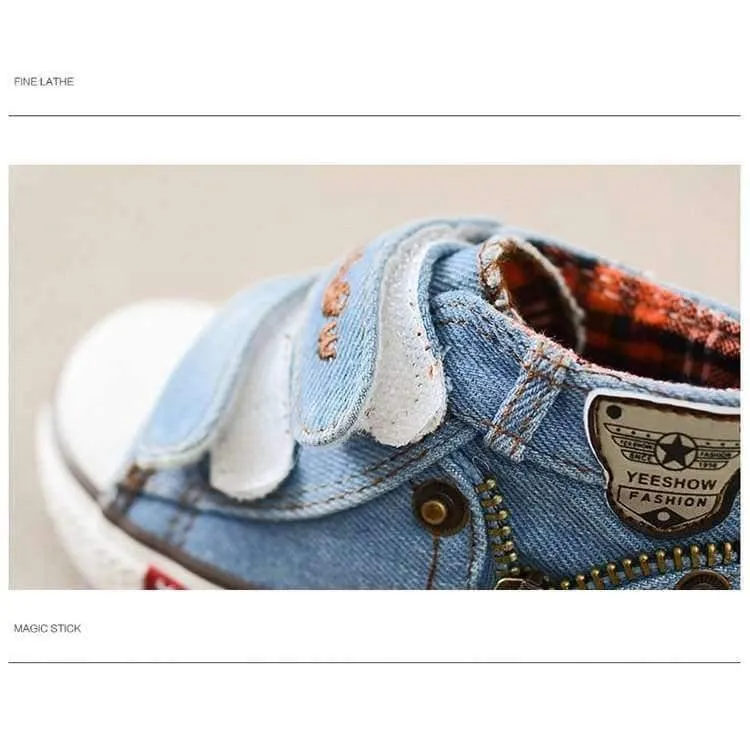 Frühling Leinwand Kinder Schuhe Jungen Turnschuhe Marke Kinder Schuhe für Mädchen Jeans Denim Flache Stiefel Baby Kleinkind Schuhe