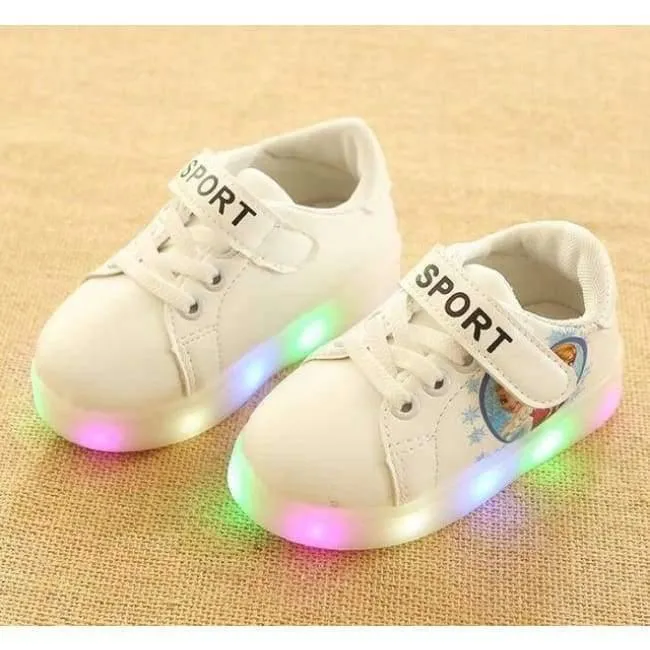 Cartoon-Klassiker-Stil, LED-beleuchtete Baby-Laufschuhe, LED-Schuhe für Babys, leuchtende, elegante, schöne Baby-Freizeitschuhe, Turnschuhe