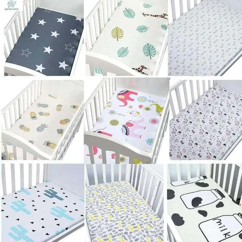 100% Baumwolle Kinderbett Spannbetttuch Weiche Atmungsaktive Babybett Matratzenbezug Potector Cartoon Neugeborenen Bettwäsche Für Kinderbett Größe 130 * 70cm