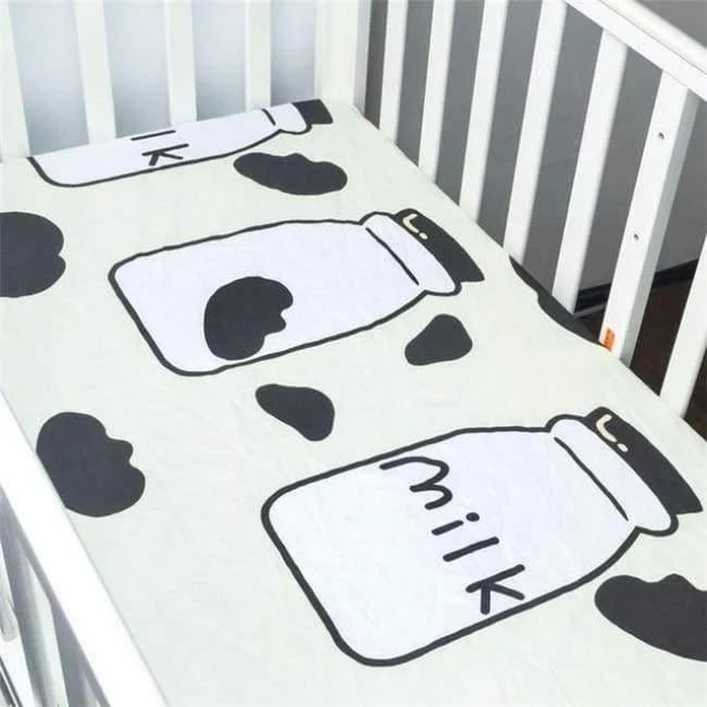 100% Baumwolle Kinderbett Spannbetttuch Weiche Atmungsaktive Babybett Matratzenbezug Potector Cartoon Neugeborenen Bettwäsche Für Kinderbett Größe 130 * 70cm