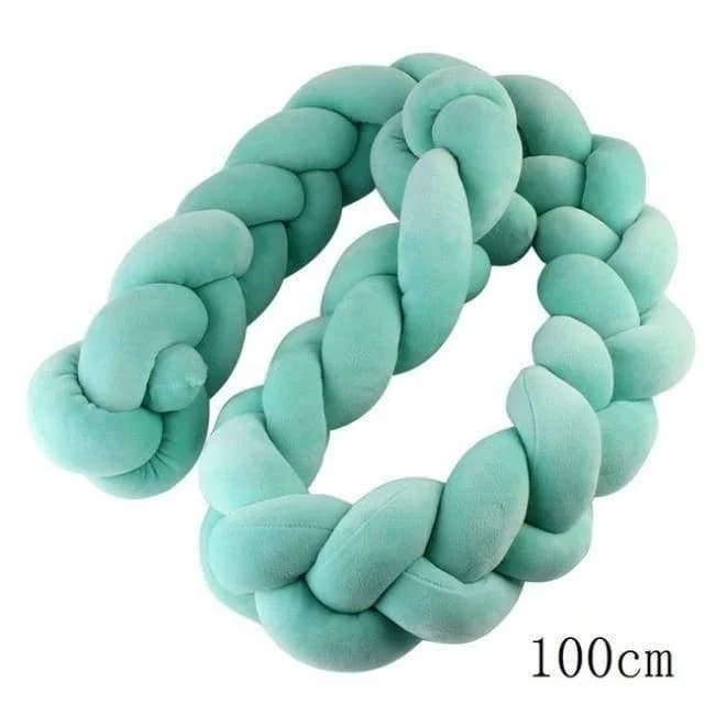 100CM 200CM Neugeborenen Bett Stoßstange Infant Room Decor Krippe Protector Befriedigung Spielzeug Reine Farbe Weben Knoten für Kinder Bettwäsche