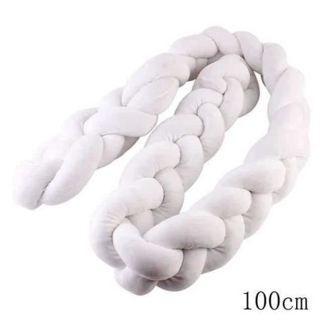 100CM 200CM Neugeborenen Bett Stoßstange Infant Room Decor Krippe Protector Befriedigung Spielzeug Reine Farbe Weben Knoten für Kinder Bettwäsche