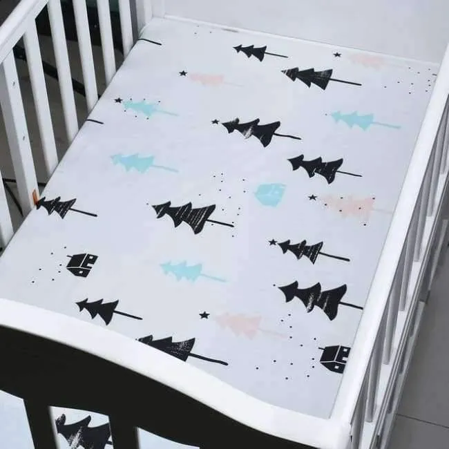100% Baumwolle Kinderbett Spannbetttuch Weiche Babybett Matratzenbezug Schutz Cartoon Neugeborenen Bettwäsche Für Kinderbett Größe 130 * 70cm