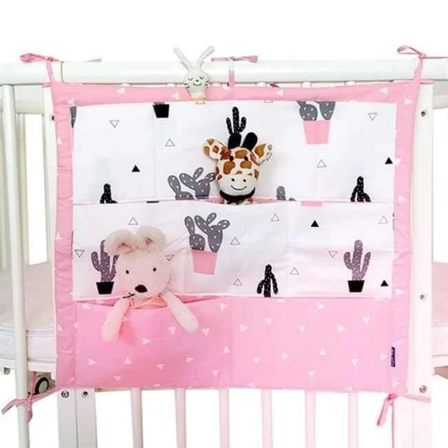 Bett hängen Aufbewahrungstasche Babybett Bett Marke Baby Baumwolle Crib Organizer 60 * 50cm Spielzeug Windeltasche für Kinderbett Bettwäsche Set