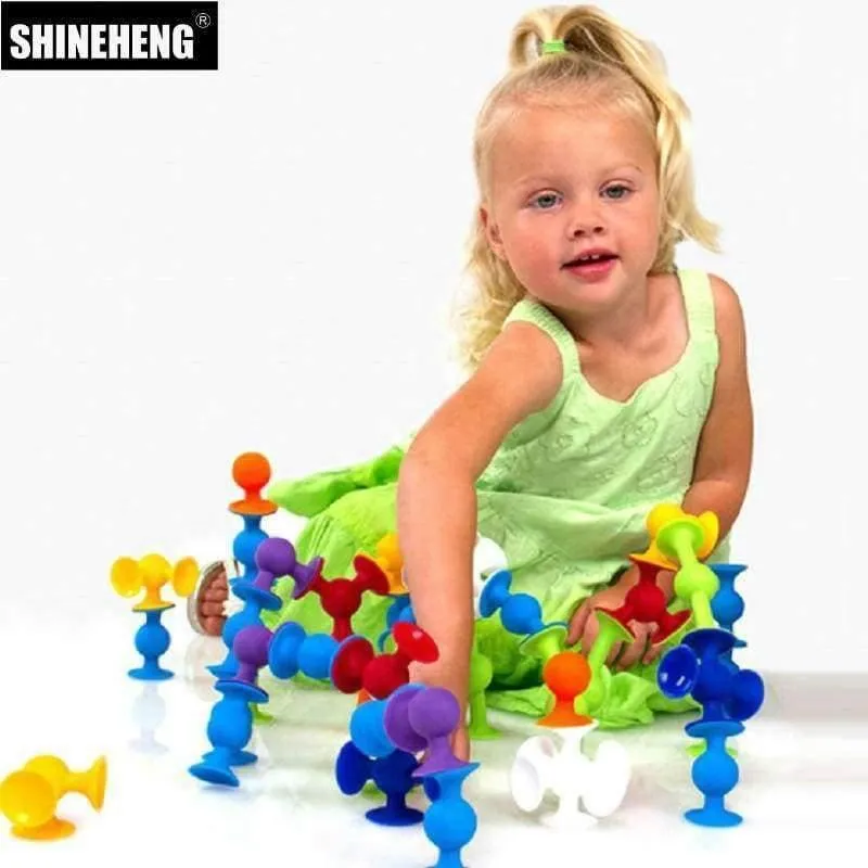 Pop Suckers Lustiger Silikonblock Weiche Bausteine ​​Kinder DIY Modellbau Spielzeug Für Kinder Jungen Mädchen Weihnachtsgeschenk
