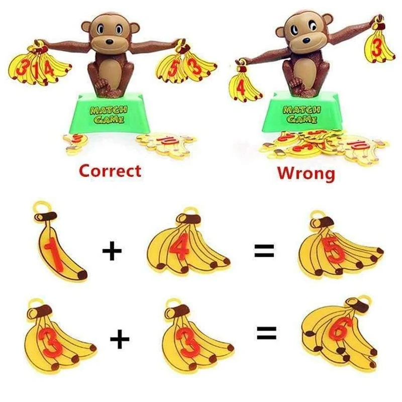 Monkey Match Math Balancing Scale Match-Spiel Anzahl Balance-Spiel Brettspiel Lernspielzeug für Kinder zum Lernen Hinzufügen und Subtrahieren