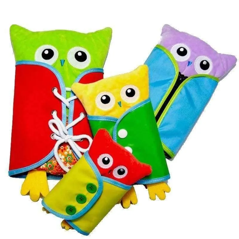 4pcs / set Baby DIY Montessori Kleid Reißverschluss Druckknopf Schnalle Krawatte Lernspielzeug Vorschule weichen Plüschtier Kinder Kleinkind lernen