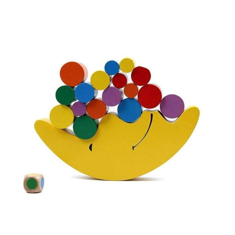Mondausgleichsrahmen, Baby-Frühlernspielzeug, Montessori-Lehrmittel, Mondbalance, bunte frühe Entwicklung, Holzblöcke, Spielzeug