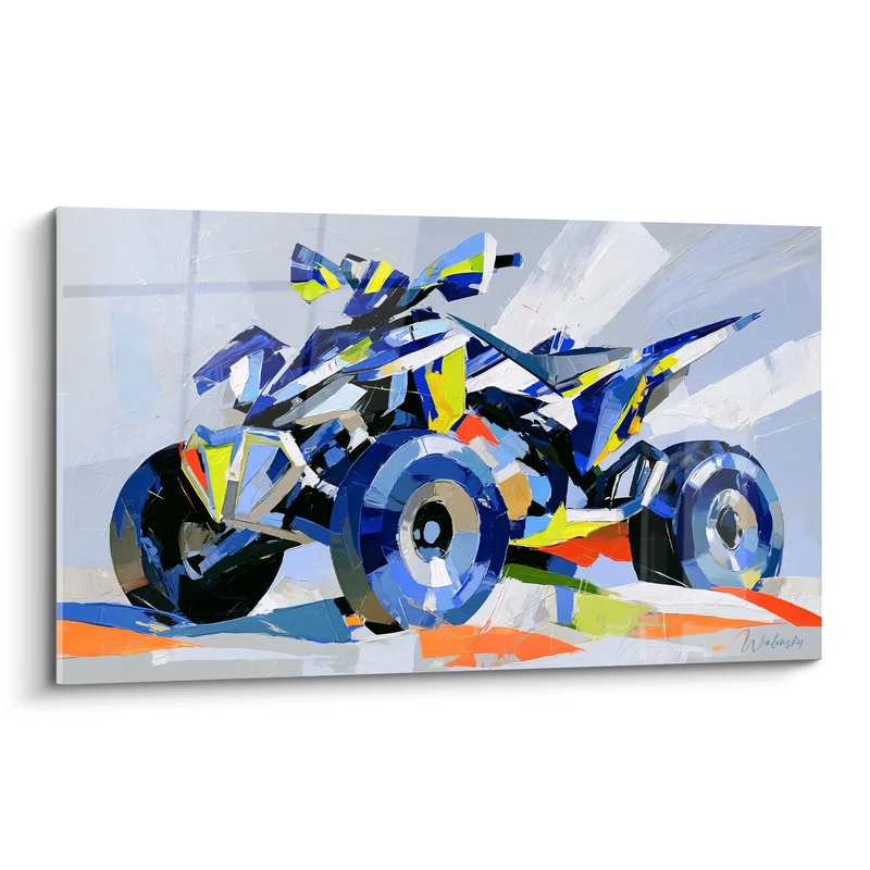 Tableau Quad bleu et jaune aux touches orangées - Fureur immobile - Edition Quad
