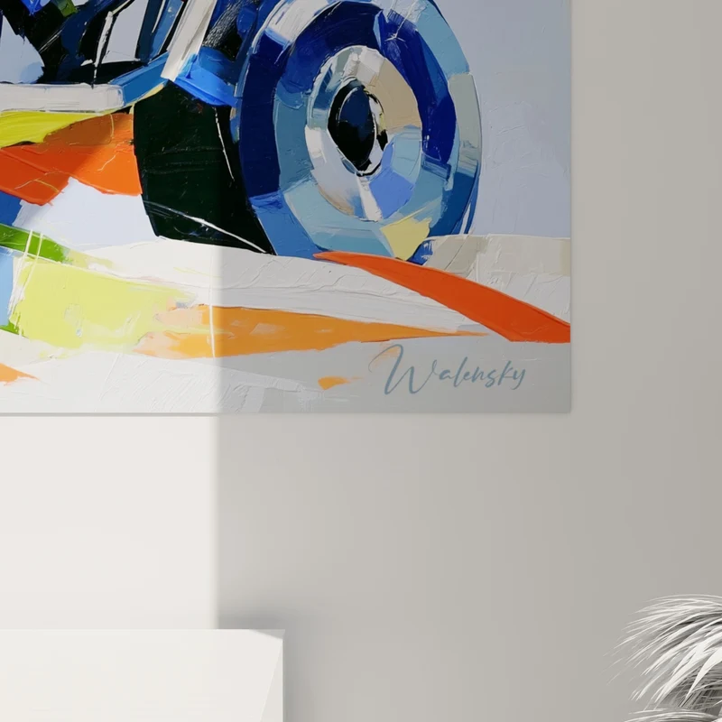 Tableau Quad bleu et jaune aux touches orangées - Fureur immobile - Edition Quad