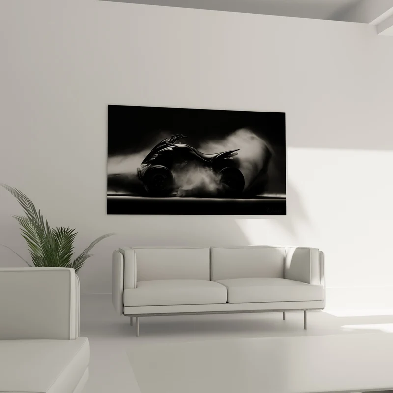 Tableau Quad noir enveloppé de fumée blanche - Avant le départ - Edition Quad