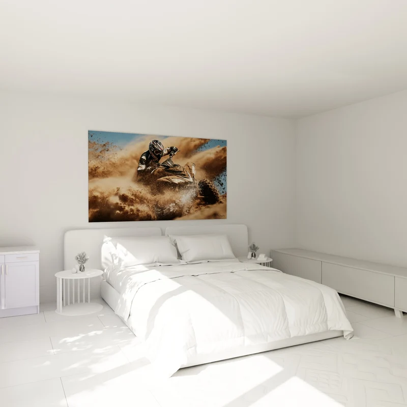 Tableau Pilote casqué dans un nuage ocre - Éclaboussure sauvage - Edition Quad