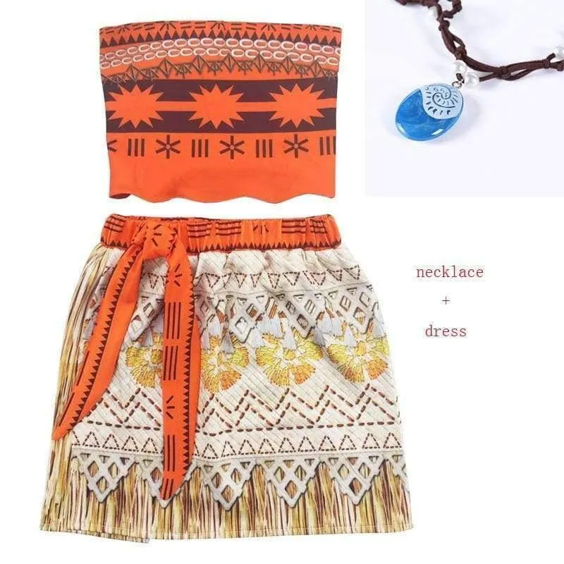 Baby girl clothes Princess dress Moana Cosplay Costume for Children Vaiana Girls Party Wedding dresses with Necklace Costumes