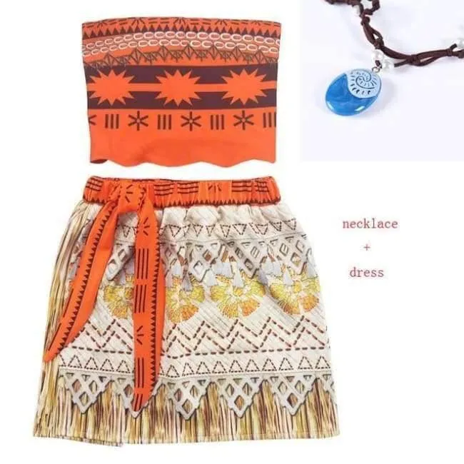 Baby girl clothes Princess dress Moana Cosplay Costume for Children Vaiana Girls Party Wedding dresses with Necklace Costumes