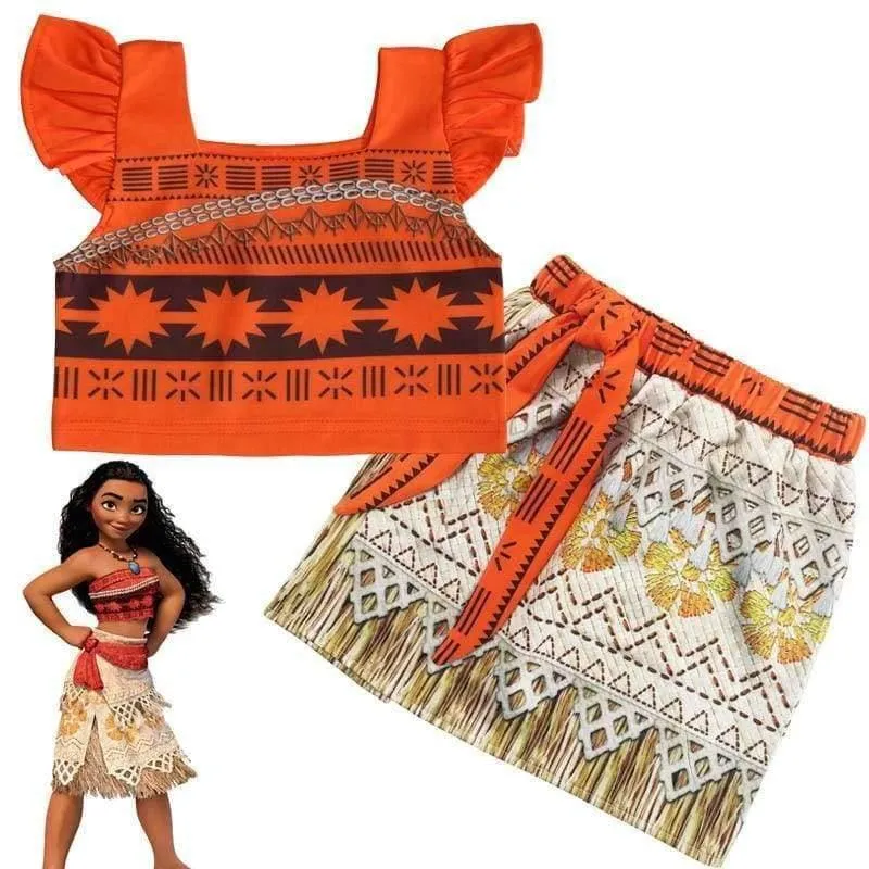Baby girl clothes Princess dress Moana Cosplay Costume for Children Vaiana Girls Party Wedding dresses with Necklace Costumes